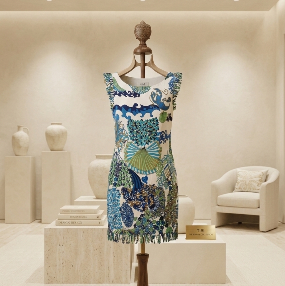 Tibi tropical  Patterned Dress size 8 silk
